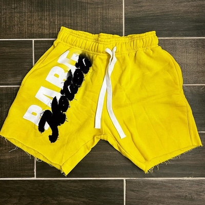 Custom Applique Embroidered Patches Distressed Heavyweight Sun Faded Streetwear Jogging Acid Wash Vintage Raw Hem Men's Shorts