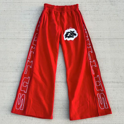 Custom Windbreaker Nylon Jogging Wide Leg Baggy Pants Men's Jogger Oversized Sweatpants Side Zipper Print Flare Sweat Pants Men