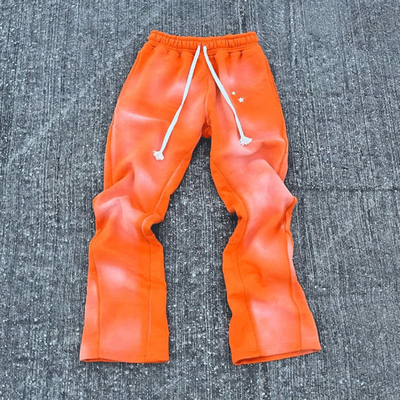 Custom Screen Dtg Print Stacked Flared Joggers Sweat Pants Men Applique Embroidery Stitching Patches Acid Wash Jogger Sweatpants