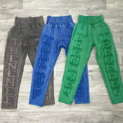Custom Joggers Applique Embroidered Patches Cargo Trousers Stacked Baggy Sweatpants Acid Wash Mens Jogger Vintage Flare Pants