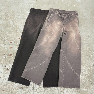 kaufen Anti-statische Herren Streetwear Sweatpants Leere Baumwolle Gerade Breite Beine Baggy Sweatpants Online-Herstellung