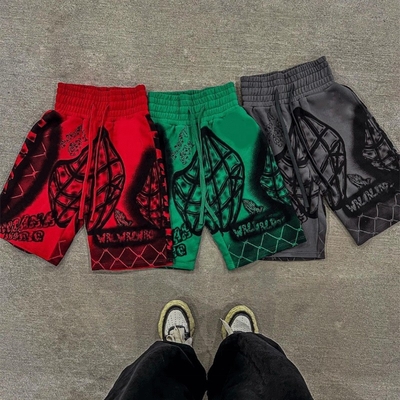 Custom High Waist Digital Print Logo Shorts Acid Wash Vintage Summer Fashion Streetwear Shorts Loose Basketball Shorts for Men