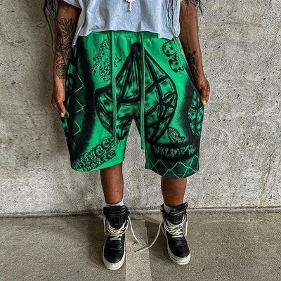 Custom High Waist Digital Print Logo Shorts Acid Wash Vintage Summer Fashion Streetwear Shorts Loose Basketball Shorts for Men