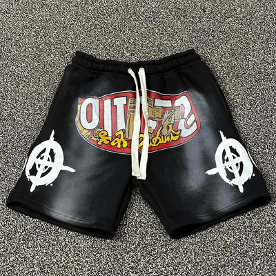 Custom Shorts Jogging Acid Wash Vintage Streetwear Screen Printing French Terry Shorts Sport Basketball Shorts for Men Cotton