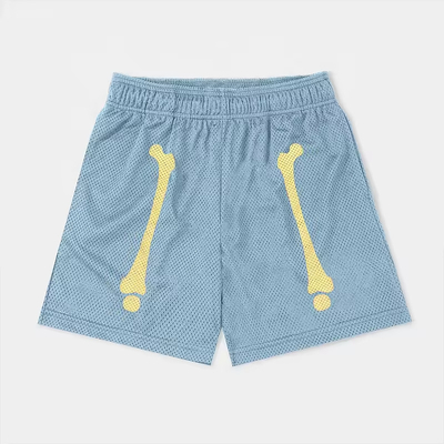 Custom Summer Breathable Shorts Skull Print Logo Clothing Manufacturer Basketball Embroidered Double Layer Mesh Shorts for Men