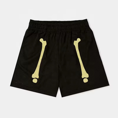 Custom Summer Breathable Shorts Skull Print Logo Clothing Manufacturer Basketball Embroidered Double Layer Mesh Shorts for Men