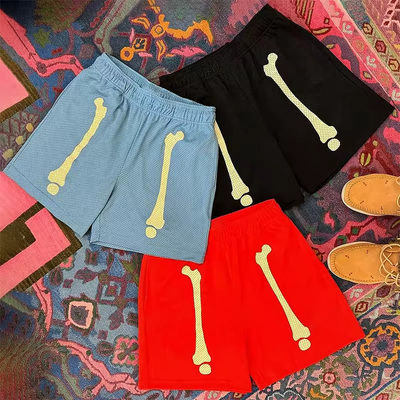 Custom Summer Breathable Shorts Skull Print Logo Clothing Manufacturer Basketball Embroidered Double Layer Mesh Shorts for Men