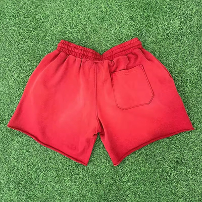 Custom Logo Manufacturer High Quality Screen Joggers Puff Print Vintage Cotton French Terry Sweat Men Acid Wash Sun Faded Shorts