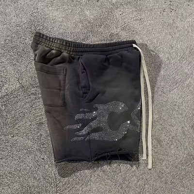 Anti Wrinkle Plus Size Rhinestone Shorts Vintage Mens Distressed Shorts Quick Dry