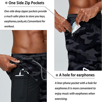 Custom Gym Workout Shorts Men Gym Quick Dry Short 2 in 1 Inseam Athletic Men Compression Jogger Shorts for Men With Phone Pocket