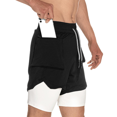 Custom Gym Workout Shorts Men Gym Quick Dry Short 2 in 1 Inseam Athletic Men Compression Jogger Shorts for Men With Phone Pocket