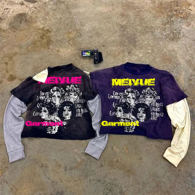 Digital Print Vintage Long Sleeve Tee Graphic Long Sleeve Shirts 220 Grams 250gsm