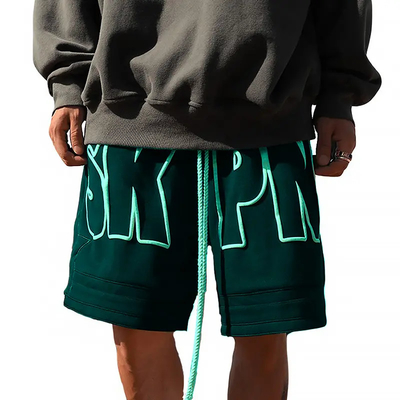 Custom Jogger Oem Custom Logo High Quality Cotton 3d Puff Print Pill Zipper Streetwear Basketball Running Gym Shorts for Men