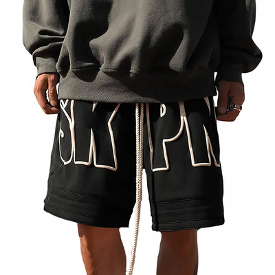 Custom Jogger Oem Custom Logo High Quality Cotton 3d Puff Print Pill Zipper Streetwear Basketball Running Gym Shorts for Men