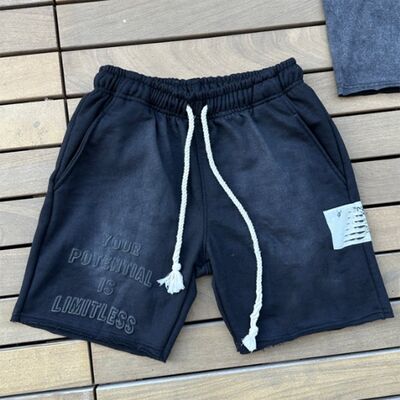 kupować 2024 Wysoka ilość mody Przyczynowy Jogger Pocie Krótki 100 Cotton Puff Drukowanie Logo Etykieta Nadzwyczajności Mężczyźni Szorty oczyszczone kwasem produkcja online