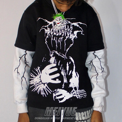 Custom Screen Print Logo Double Layer Long Sleeve 100% Cotton Tshirt Workout Streetwear Men Oversized Sweatshirt T Shirt for Men