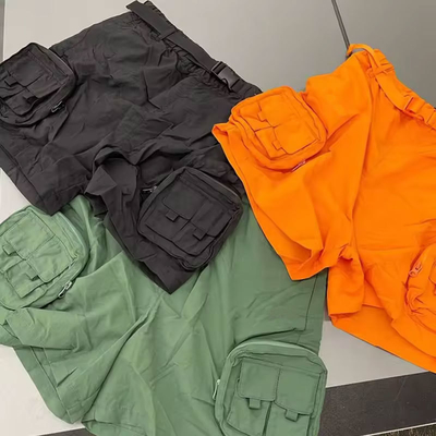 OEM Custom Logo Streetwear Men's Zipper Pocket Cargo Shorts Oversized Gym Basketball Black Jogger Sports Cargo Pants