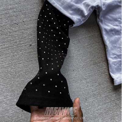 Custom Screen Print Logo Double Layer Rhinestone Long Sleeve Boxy Tshirt Distressed Tee Men Vintage Sweatshirt T Shirt for Men
