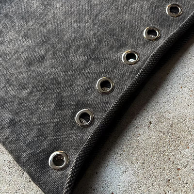 Custom Streetwear Hip Hop 100% Cotton Raw Hem Cropped Tee Metal Rivet Stone Wash Vintage Long Flared Sleeve T-shirts for Men