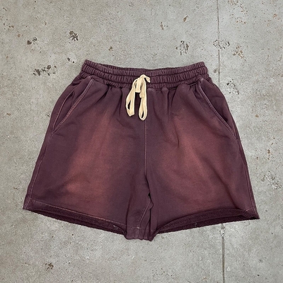 Solid Color Mens French Terry Shorts  Acid Washed Streetwear Outfits Shorts