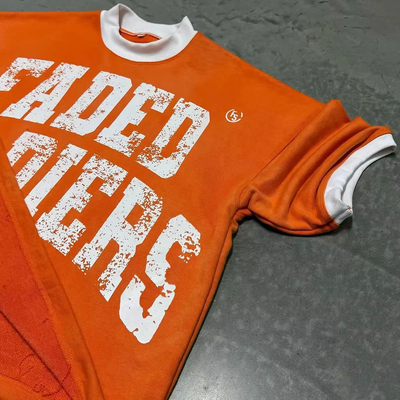 Custom Distressed Rips Logo 100% Cotton High Quality Vintage Acid Wash Tees Faded Oversized Cropped Top Boxy Fit T Shirt for Men