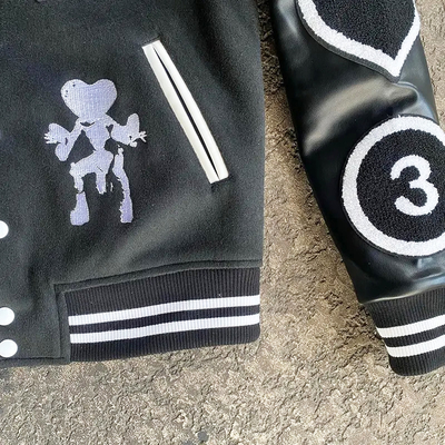 Custom Logo Patchwork Streetwear High Quality Chenille Embroidery Winter Leather Bomber Letterman Men Varsity Jacket for Men