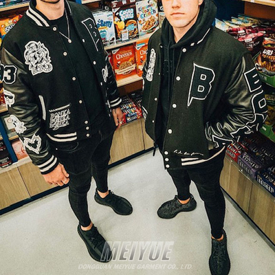Mua Logo tùy chỉnh 100% Cashmere Streetwear áo khoác Varsity với tay áo da sản xuất trực tuyến