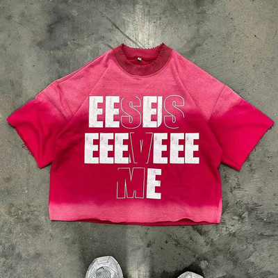 kaufen Custom Drop Schulter Sonne verblasst Schwergewichts Baumwolle Säure gewaschen zerrissen Bildschirmdruck Vintage Hip Hop Boxy Fit T-Shirt für Männer Online-Herstellung