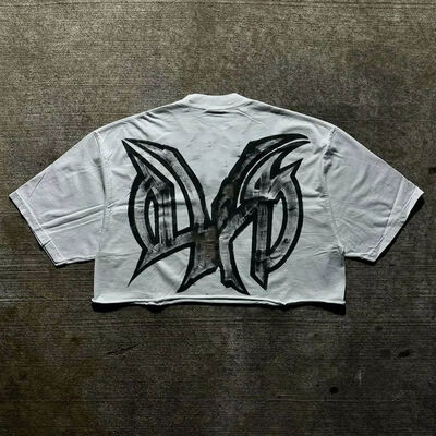 satın al OEM Giyim Üreticisi Özel Toptan Satın Alım Omuz T-shirt İpek Ekran Baskı Camisas Hip Hop Vintage Boxy T-shirt Erkekler İçin Çevrimiçi üretim