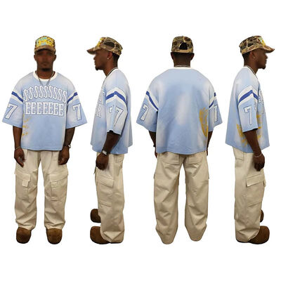 comprar Fabricante de roupas OEM Camisa personalizada Hip Hop estilo Impressão de tamanho grande camisas em saco desportivo usar pesado camiseta de caixinha para homens Fabricação em linha