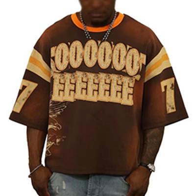 Oem Clothing Manufacturer Custom Jersey Hip Hop Style Oversize Print Baggy Shirts Sports Wear Heavyweight Boxy Tee Shirt for Men