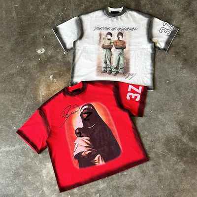 Clothing Manufacturer Wholesale Streetwear Custom Heavyweight Acid Wash Cotton Boxy Vintage Oversized Cropped T Shirt for Men