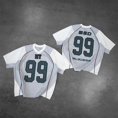 kaufen OEM-Kleidungshersteller Custom Jersey T Shit Männer Polyester Patchwork Nummer Sport Mesh Fußball T-Shirt für Männer Online-Herstellung