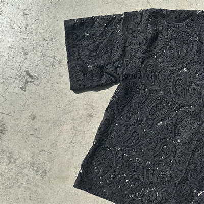 Custom Lace Embroidery Handwoven Logo Boxy Retro Linen Breathable Tshirt Plaid Shirt Crochet Button up Polo Shirts for Men