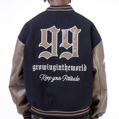Clothing Manufacturers Custom College Vintage Jacket Mens Streetwear Varsity Towel Embroidery Fleece Oversized Bomber Jacket