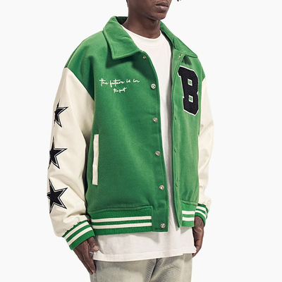 100% Polyester Streetwear Varsity Jacket Vintage Bomber Jacket Customized Size