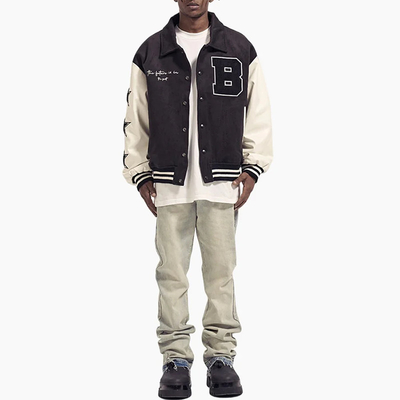 100% Polyester Streetwear Varsity Jacket Vintage Bomber Jacket Customized Size