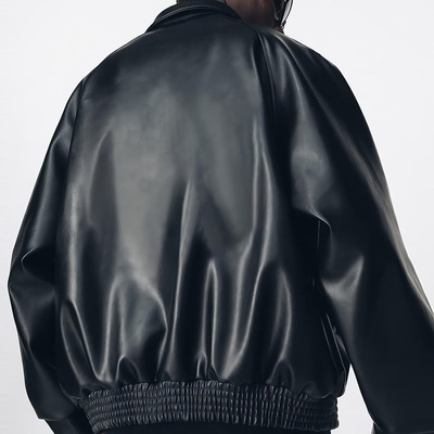 Pu Leather Streetwear Baseball Jacket Black Leather Jacket Vintage Street Style Eco Friendly