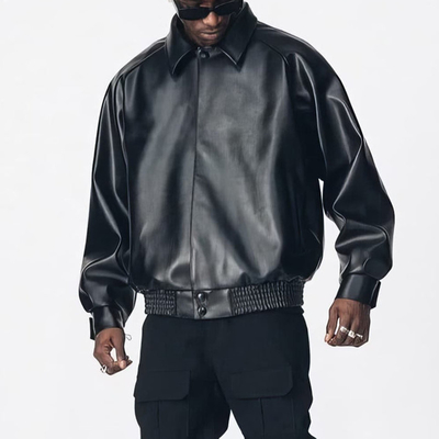 Pu Leather Streetwear Baseball Jacket Black Leather Jacket Vintage Street Style Eco Friendly