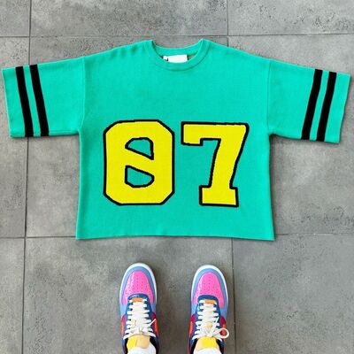 Beli Custom Print Logo Celana pendek lengan besar berat Unisex kotak rajutan Jersey potong pria T-shirt kapas T-shirt lembut pembuatan online
