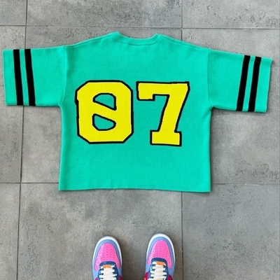 Custom Print Logo Shorts Sleeve Oversized Heavyweight Unisex Boxy Knitted Jersey Cropped Men's T-Shirts Cotton T-Shirts Soft