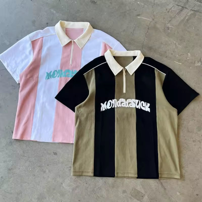 acheter Logo personnalisé T-shirts de football espagnol à demi fermeture à glissière Homme Sports Wear Retro Football Jersey Avec Collier Tricoté Polo T-shirts Homme Jersey fabrication en ligne