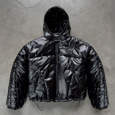 kaufen Kleidungshersteller Custom High Street Winter geschnitten glänzende Polyester gepolsterte Jacke Mantel Puffer Jacke Männer Fleece stilvoll Online-Herstellung
