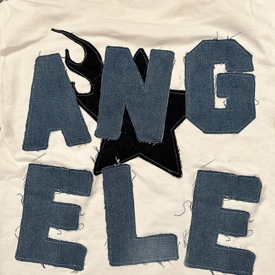 Custom Applique Embroidery Logo Drop Shoulder Heavyweight Distressed 220 Gsm 100_ Cotton Raw Hem Cut Edge Oversized Men T Shirts
