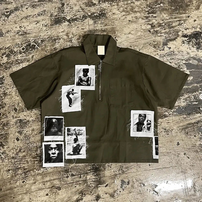 kaufen Custom Applique Stickerei Patch Graphisches Logo Boxy Golf Polo Vintage Polo T-Shirts Kurzärme Shirt Halbverschluss T-Shirts Männer Online-Herstellung