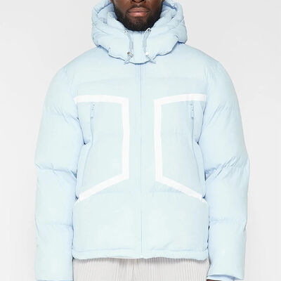 comprar Novo Design Outdoor Inverno Quente Logotipo personalizado Azul Pesado Jaqueta Puffer Homens Casual Jaqueta Fabricação em linha
