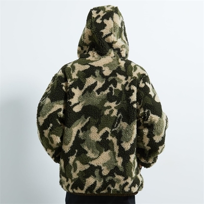 Custom Men  Fuzzy Shearling Berber Fleece Camo Sherpa Hoodie