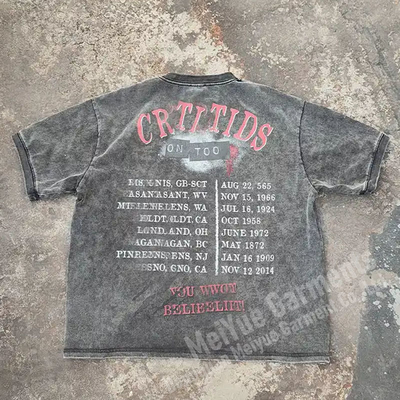 Vintage Distressed Acid Wash Mens Urban T Shirts Breathable 100 Grams To 300 Grams