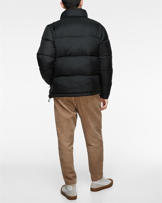 Custom Mens Black Polyester Outdoor Puffer Jacket for Winter