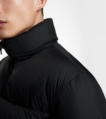 Custom Mens Black Polyester Outdoor Puffer Jacket for Winter